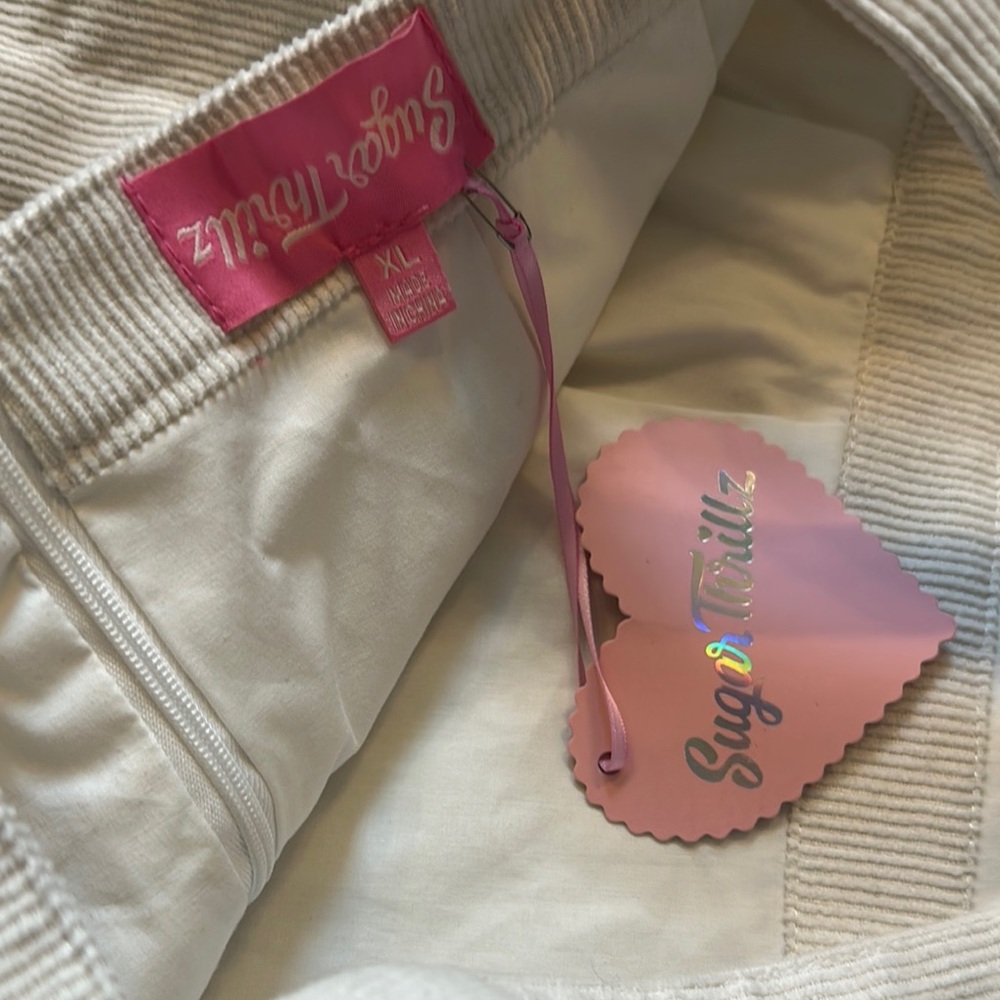 Sugar Thrillz Cream and Pink Bunny pinafore Dress - Picture 6 of 10